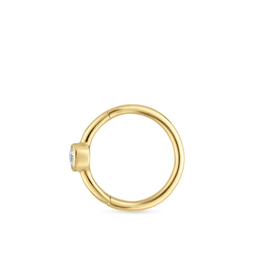 Scalloped Diamond Hoop Earring Yellow Gold 8mm