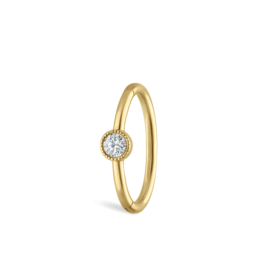 Scalloped Diamond Hoop Earring Yellow Gold 9.5mm