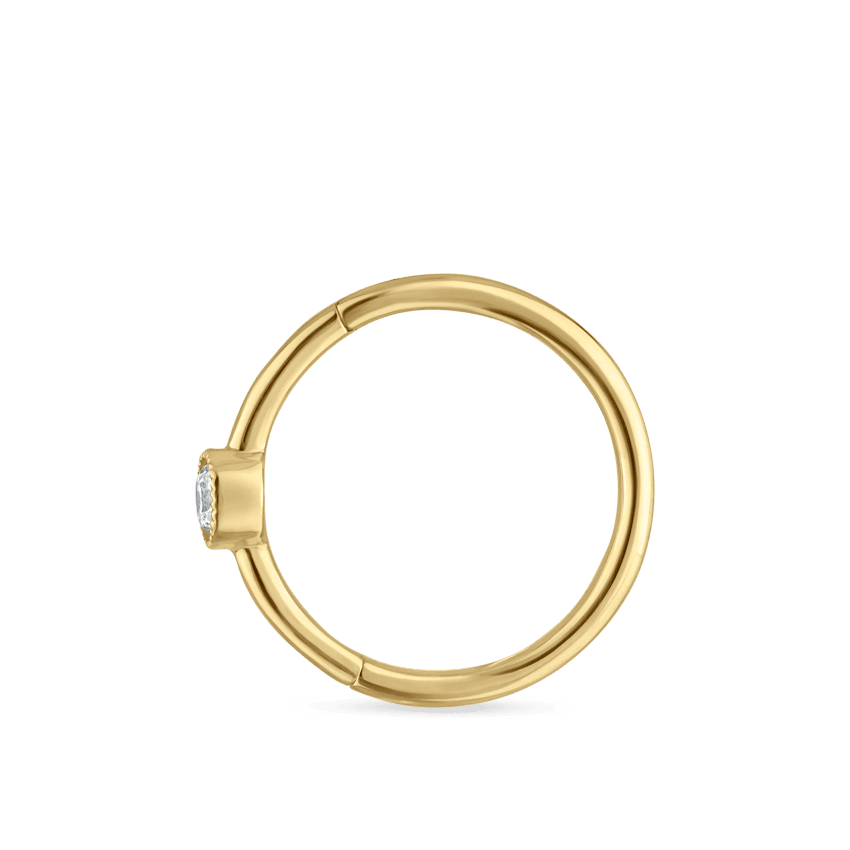 Scalloped Diamond Hoop Earring Yellow Gold 9.5mm