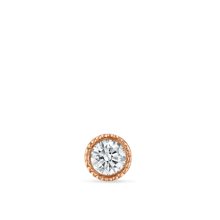 Scalloped Set Diamond Stud Earring Rose Gold 2mm