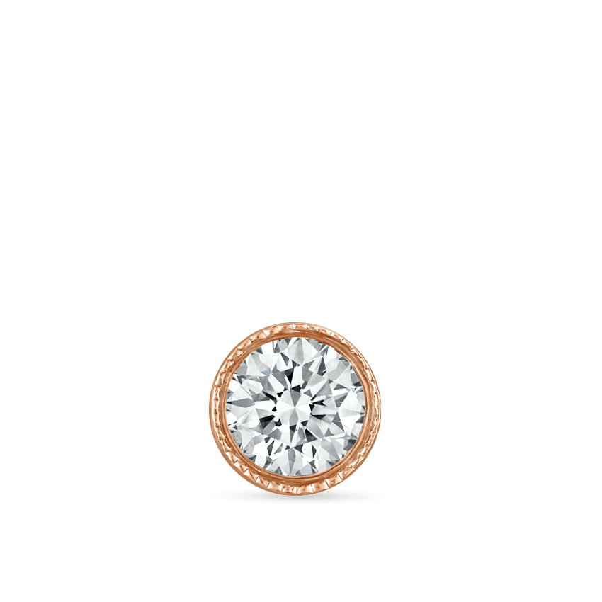 Scalloped Set Diamond Threaded Stud Earring Rose Gold 3mm