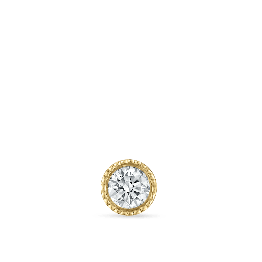 Scalloped Set Diamond Threaded Stud Earring Yellow Gold 1.5mm