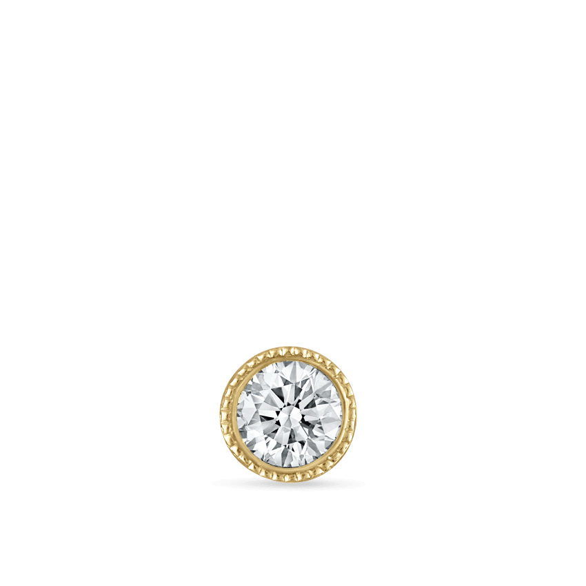 Scalloped Set Diamond Threaded Stud Earring Yellow Gold 2.5mm