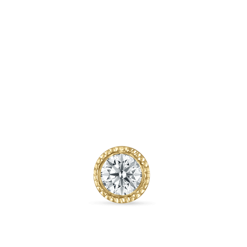 Scalloped Set Diamond Threaded Stud Earring Yellow Gold 2mm