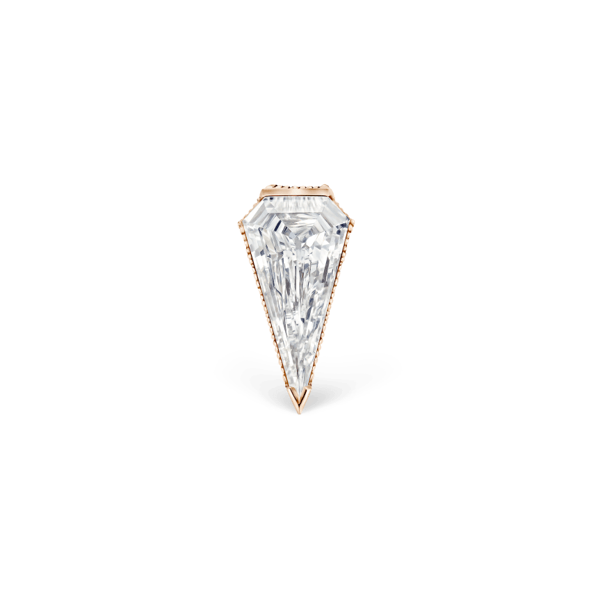 Engraved Silhouette Diamond Threaded Stud Earring Rose Gold 8mm