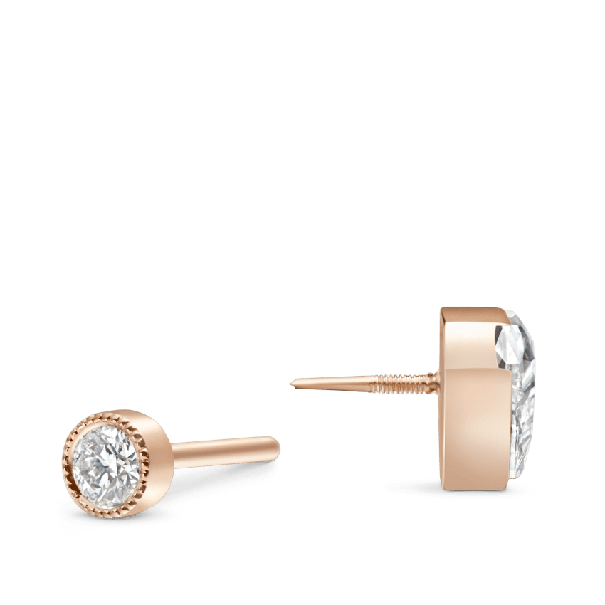 Invisible Set Silhouette Diamond Threaded Stud Earring Rose Gold 5.5mm