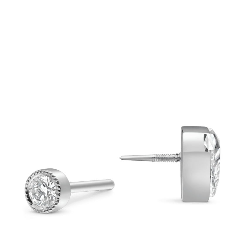 Invisible Set Silhouette Diamond Threaded Stud Earring White Gold 5.5mm