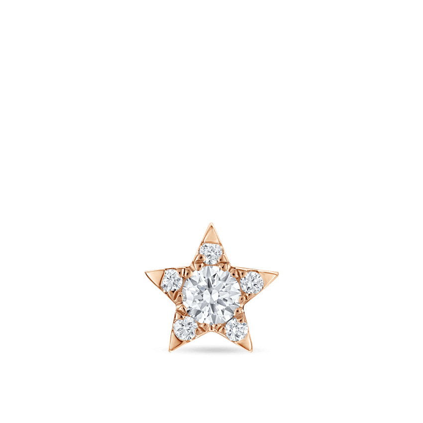 Diamond Star Threaded Stud Earring Rose Gold 4.5mm
