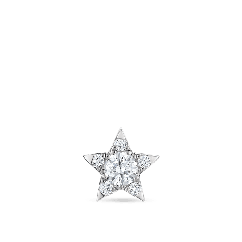 Diamond Star Threaded Stud Earring White Gold 4.5mm