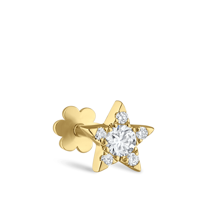 Diamond Star Threaded Stud Earring Yellow Gold 5.5mm