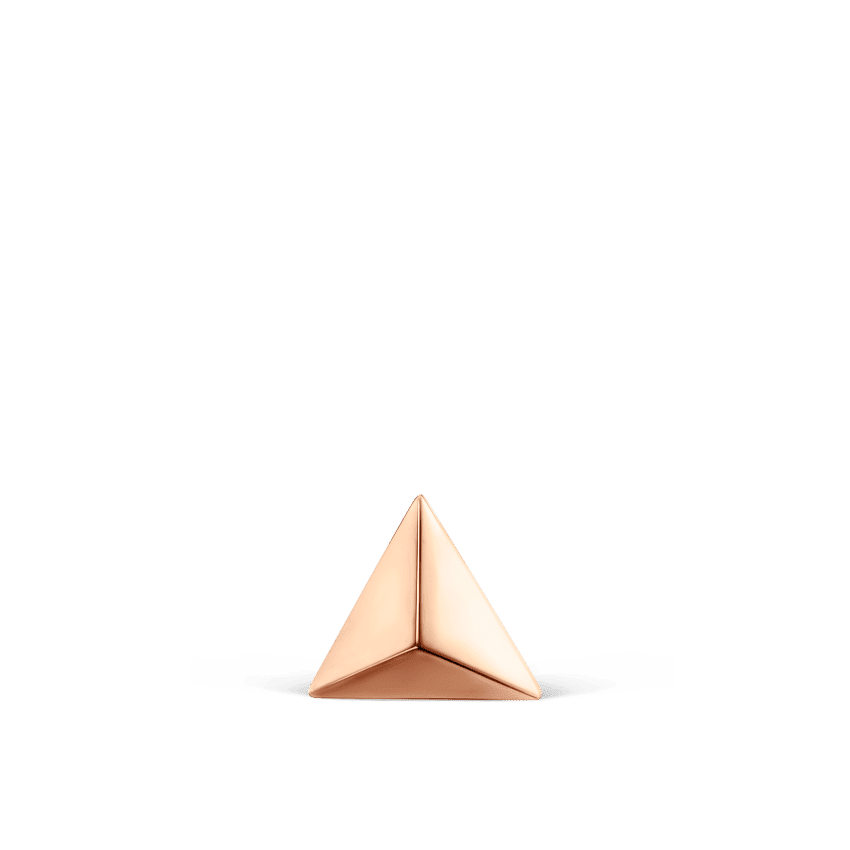 Faceted Triangle Threaded Stud Earring Rose Gold 3.5mm