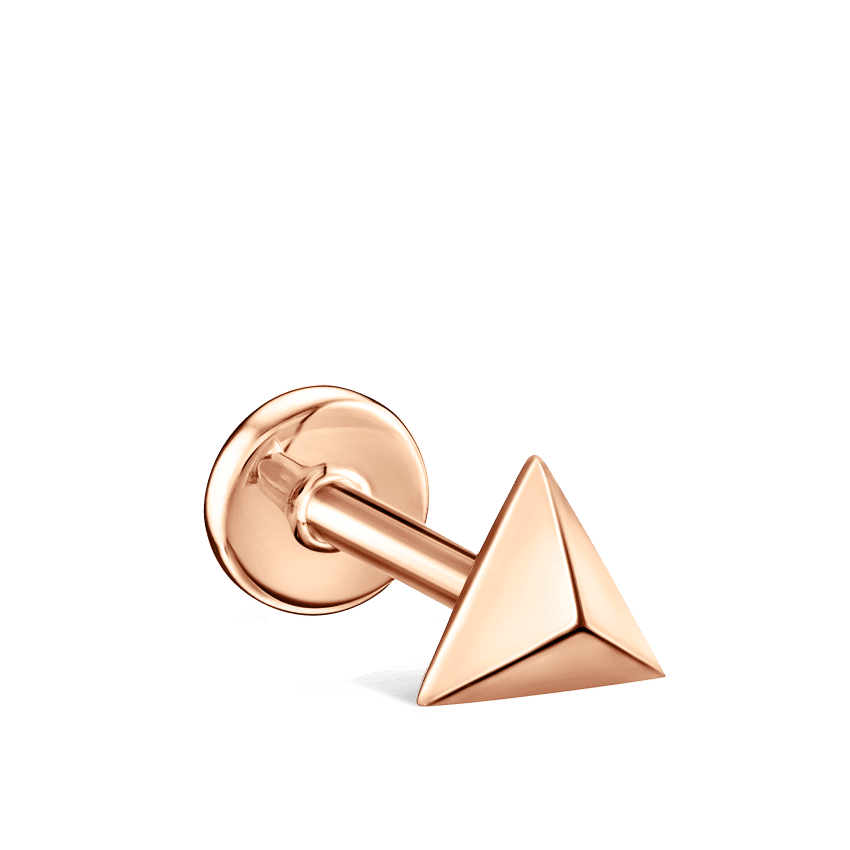Faceted Triangle Threaded Stud Earring Rose Gold 5mm