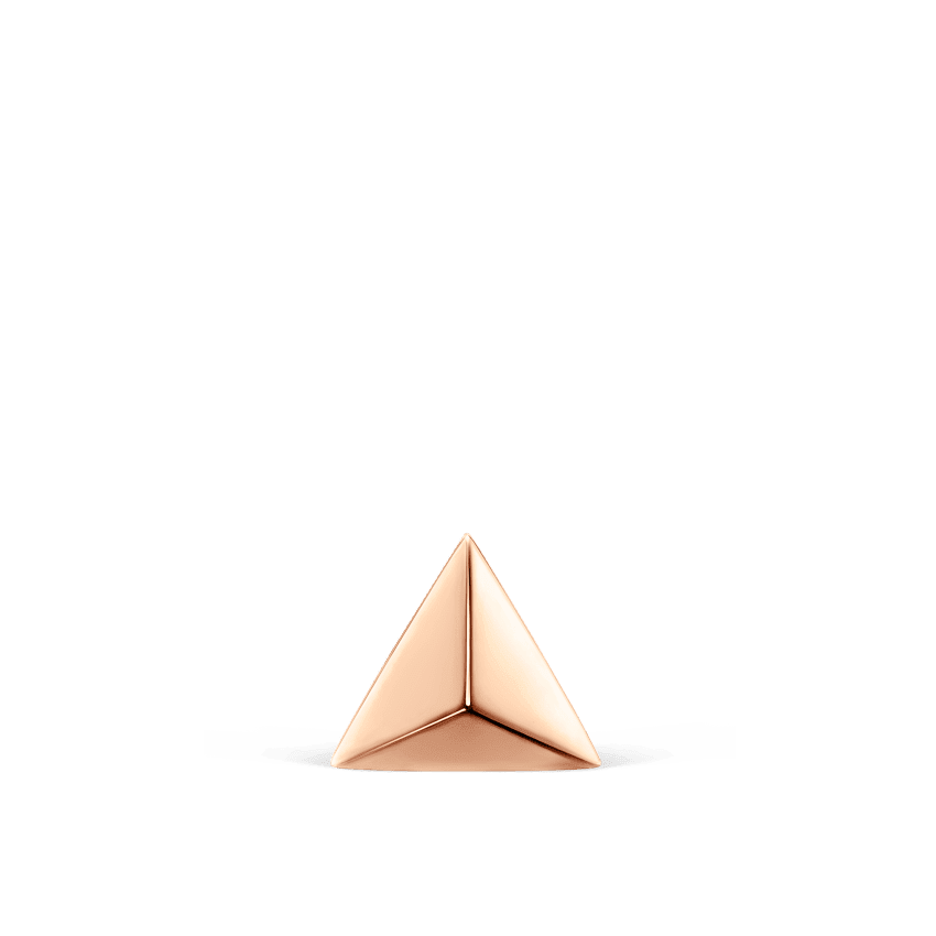 Faceted Triangle Threaded Stud Earring Rose Gold 5mm