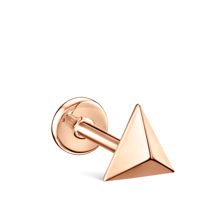 Faceted Triangle Threaded Stud Earring Rose Gold 7mm MARIA TASH