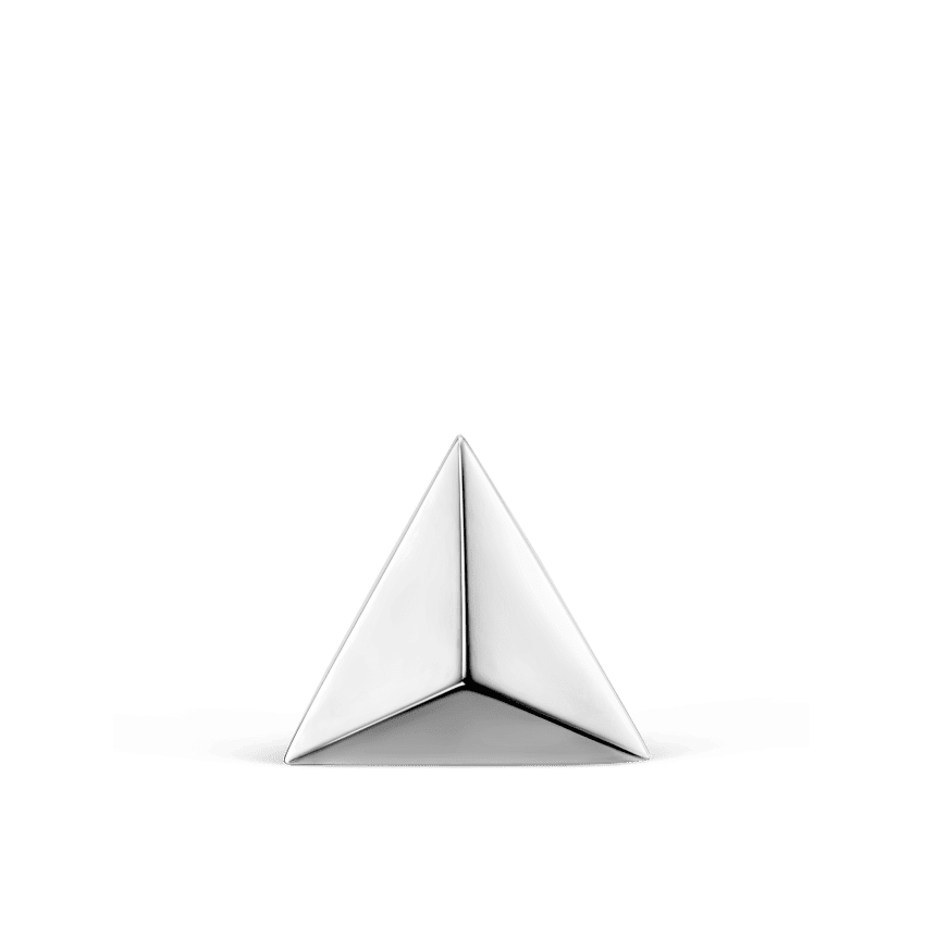 Faceted Triangle Threaded Stud Earring White Gold 7mm