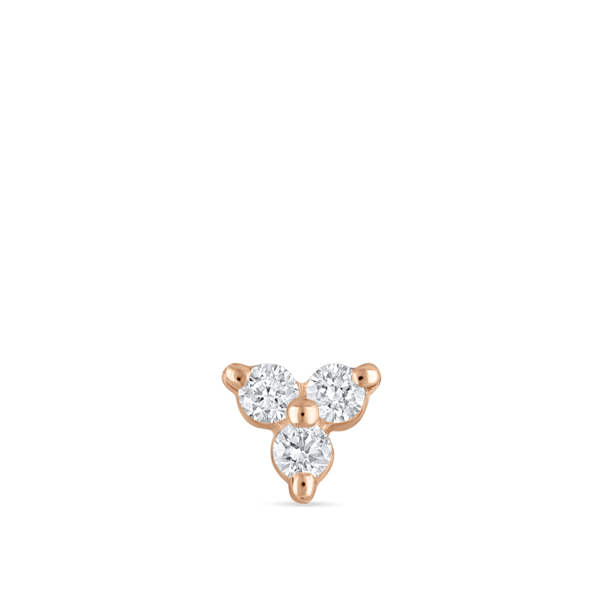 Diamond Trinity Threaded Stud Earring Rose Gold 3mm