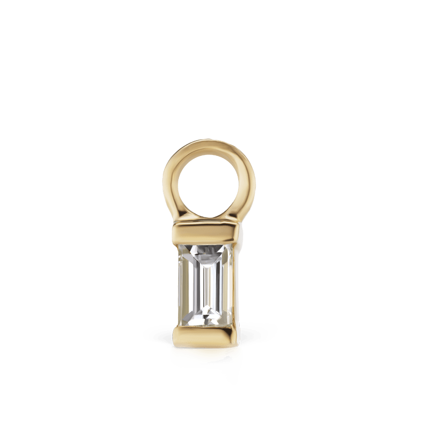 Diamond Baguette Charm Yellow Gold 3mm
