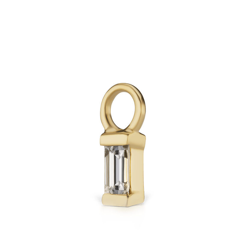 Diamond Baguette Charm Yellow Gold 3mm