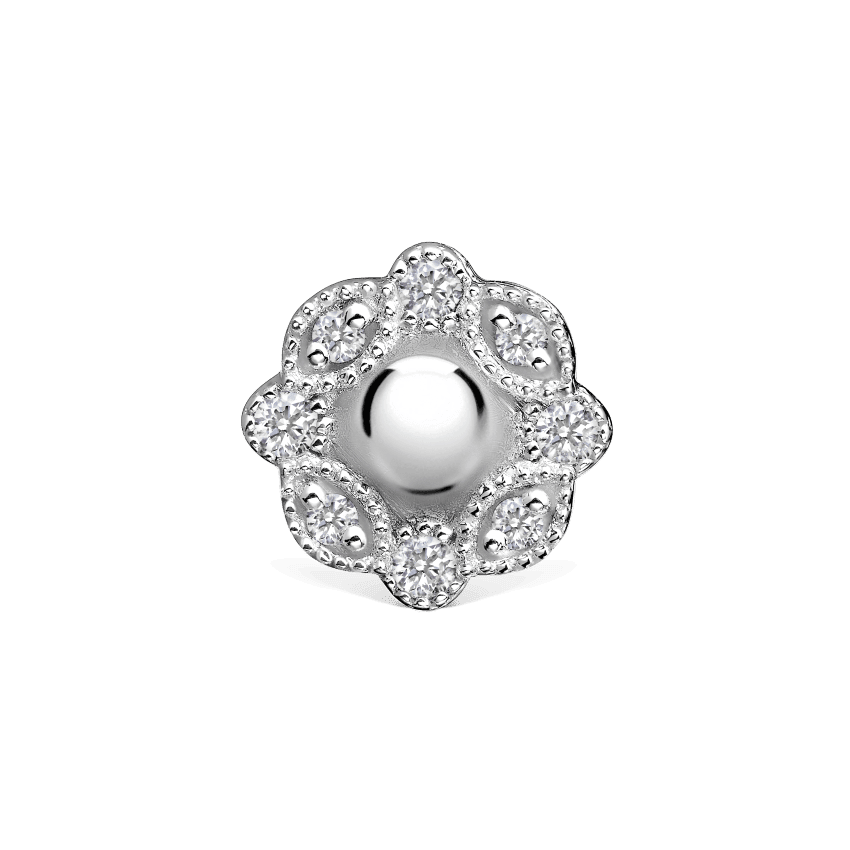 Low Profile Pear Diamond Floating Dangle Threaded Stud White Gold 1.48ct