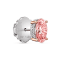 Engraved Pink Oval Diamond Stud Earring
