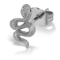 Large Engraved Snake with Black Diamond Eyes Stud Earring