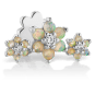 Opal and Diamond Three Flower Garland Threaded Stud Earring