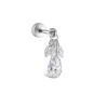Floating Pear Diamond Plume Threaded Charm Earring