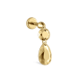 Double Faceted Gold Threaded Charm Stud Earring