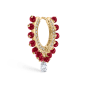Pavé Diamond Ruby Coronet with Diamond Briolette Hoop Earring