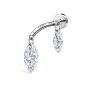 Floating Double Marquise Diamond Drape Threaded Stud Earring