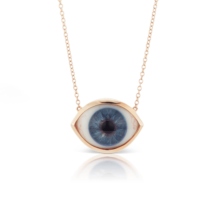 Eye Necklace Rose Gold Blue