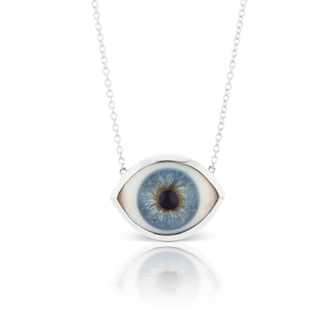 Eye Necklace White Gold Blue