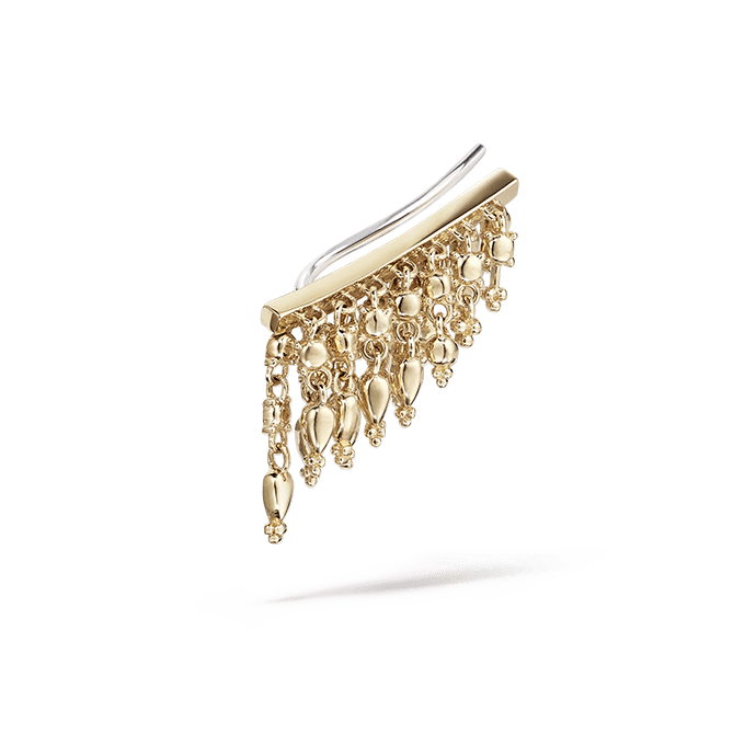 18mm Curved Tassel Bar Ear Climber Yellow Gold 18mm Left