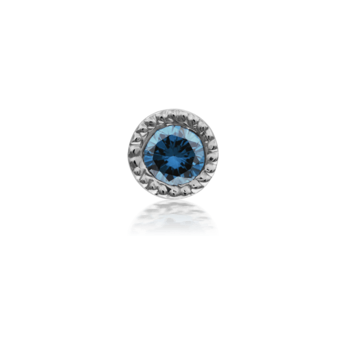 Blue Diamond Scalloped Set Nostril Screw White Gold 2mm Straight