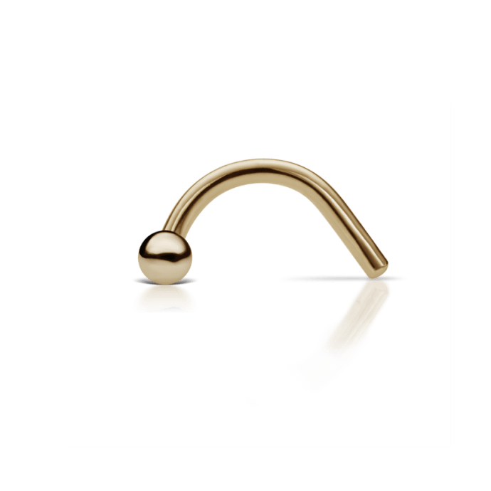 Dome Nostril Screw Yellow Gold 1.5mm Left Bend