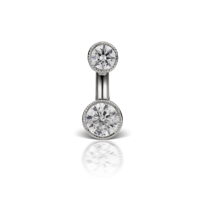 Scallop Set Cubic Zirconia Engraved Rook Barbell