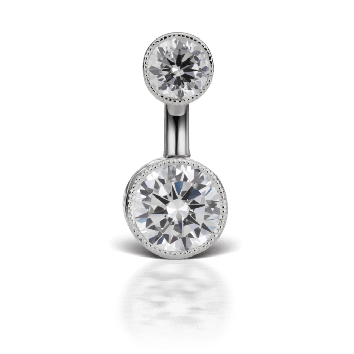 Cubic Zirconia Engraved Cup Solitaire Barbell