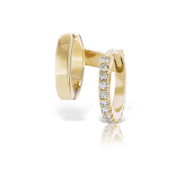 Diamond Eternity Ring and Plain Cuff Yellow Gold 6.5mm Left+Medium