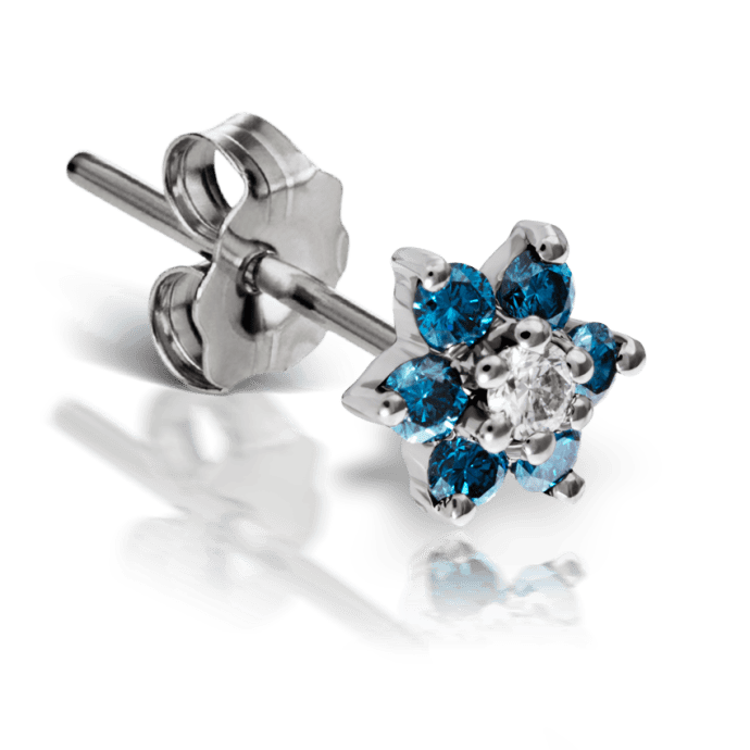 Blue Diamond Flower Stud Earring