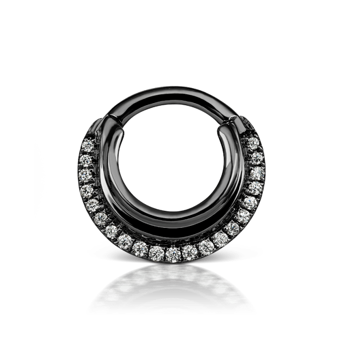 Cubic Zirconia Dhara Hoop Earring Black Gold 6.5mm 16 Gauge = 1.3mm