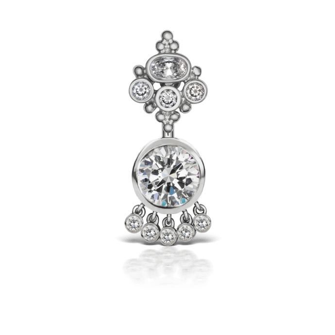 CZ MT Crown and 8mm Solitaire CZ with 5 CZ Dangle Complete
