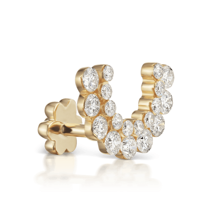 Demi Apsara Invisible Set Diamond Threaded Stud Earring Yellow Gold 6.5mm