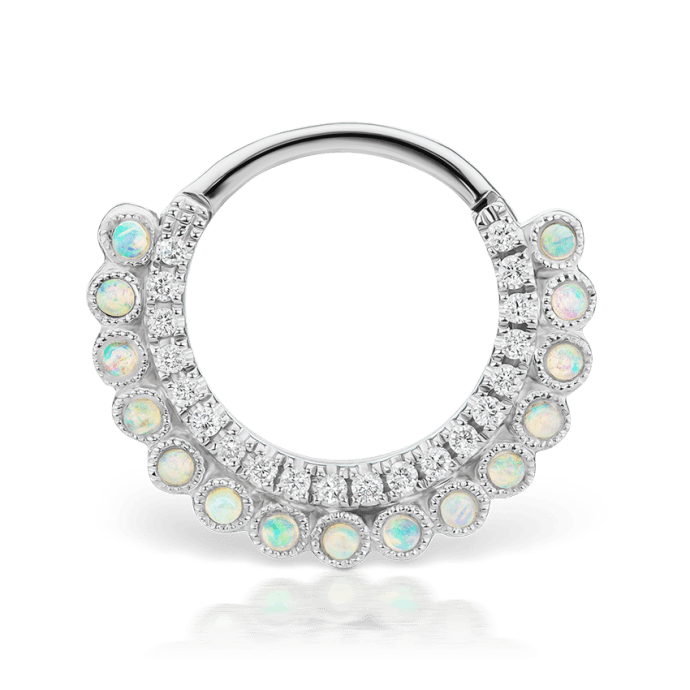 Diamond and Opal Double-sided Apsara Hoop Earring