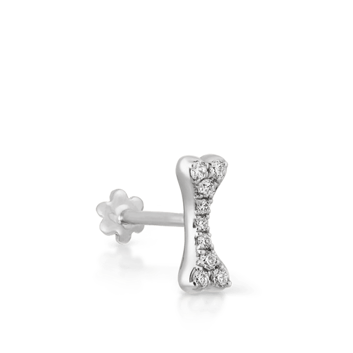 Diamond Bone Threaded Stud Earring
