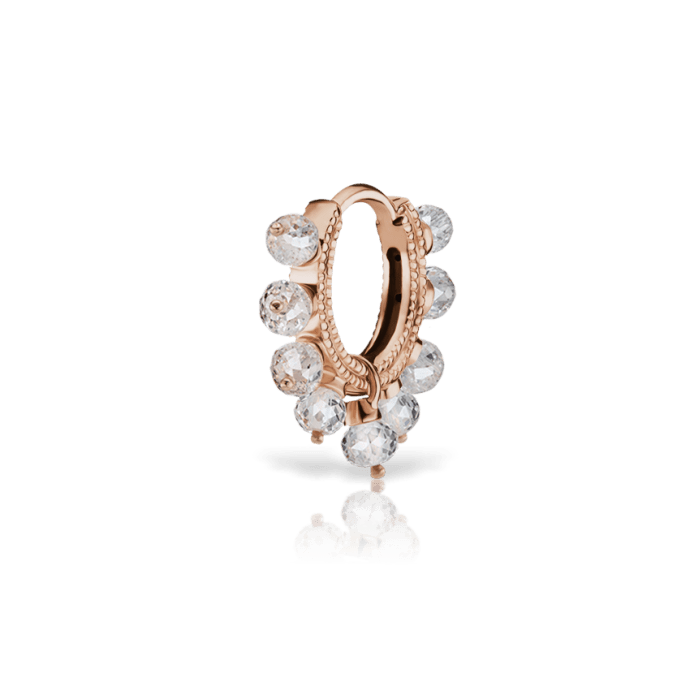 Diamond Coronet Hoop Earring Rose Gold 6.5mm