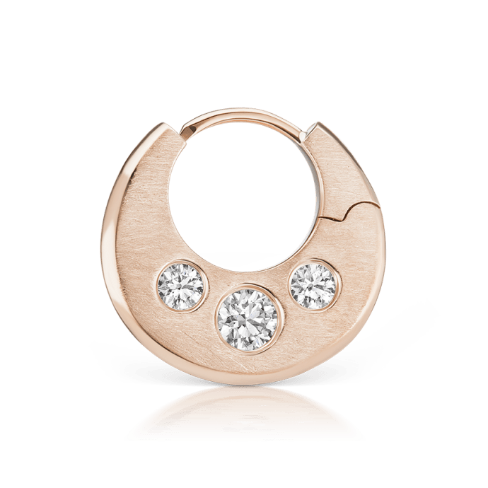 Diamond Crescent Reversible Hoop Earring Rose Gold 6.5mm