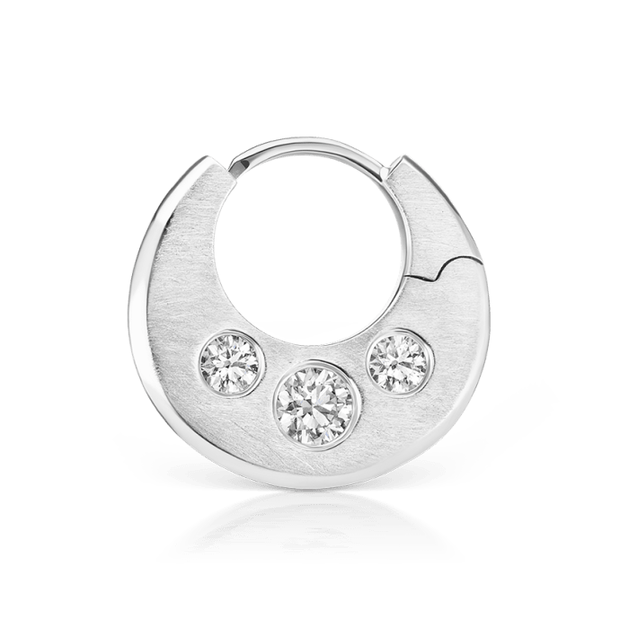 Diamond Crescent Reversible Hoop Earring White Gold 6.5mm
