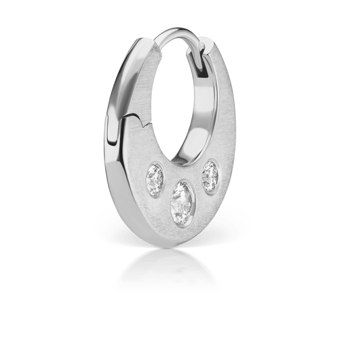 Diamond Crescent Reversible Hoop Earring White Gold 8mm