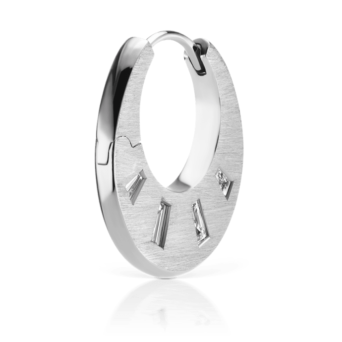 Diamond Crescent Reversible Hoop Earring White Gold 9.5mm