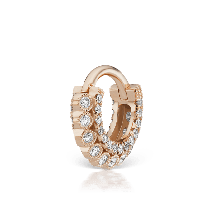 Diamond Double sided Apsara Hoop Earring Rose Gold 6.5mm